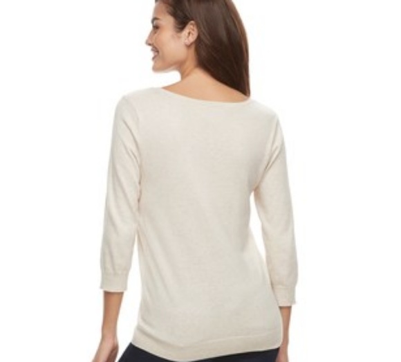 NWT ELLE Women's Flower Crewneck Pullover Sweater - Picture 2 of 6